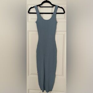 Pink Blush Fitted Blue Midi Dress